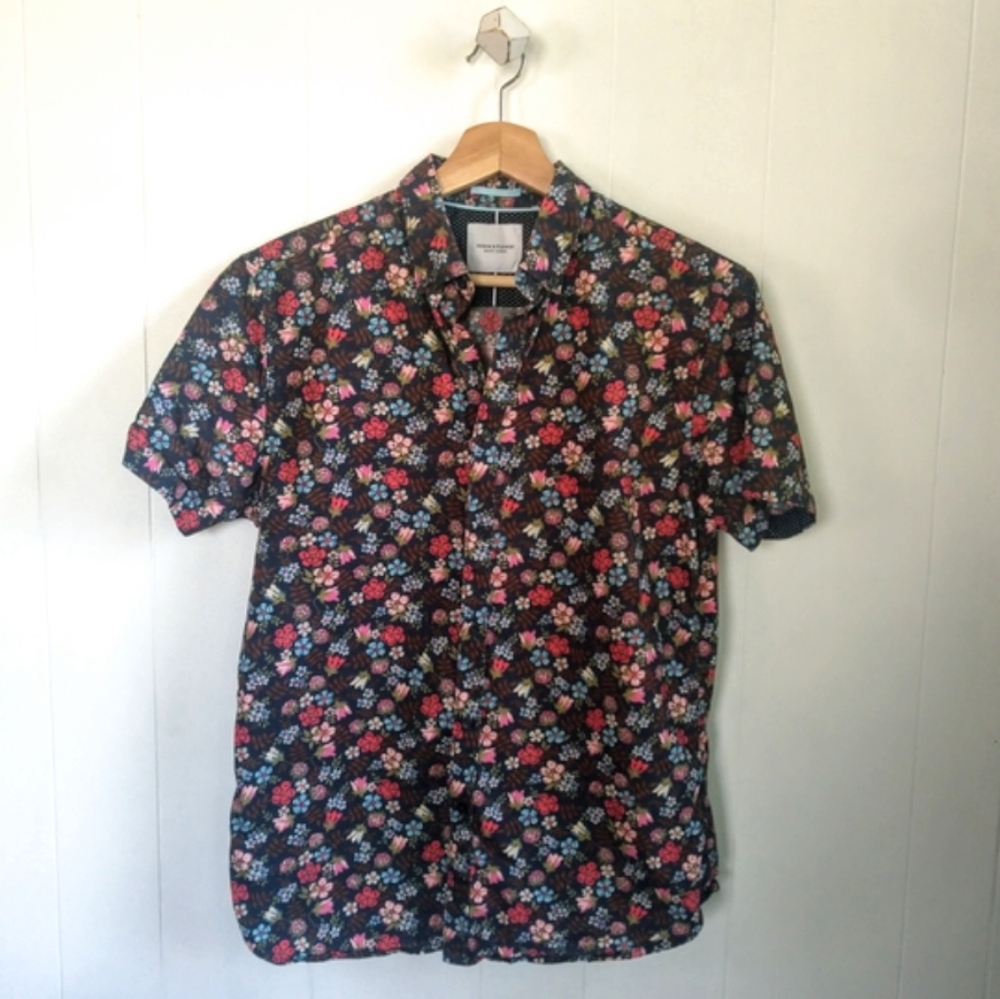 ☆ DENIM & FLOWER By Ricky Singh Charcoal Floral Shirt